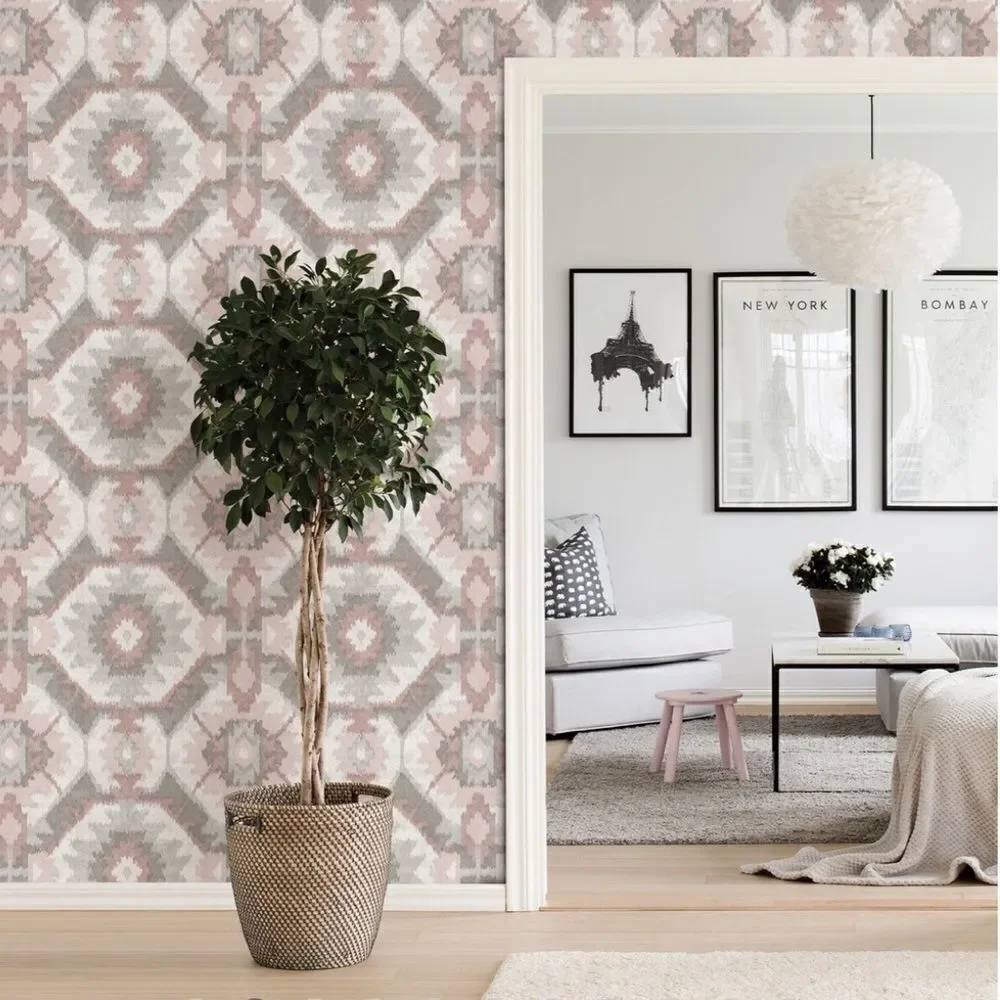 Anthropologie Street Prints Theory Wallpaper Pink Grey One Panel